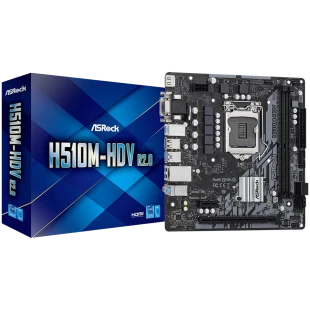 ASROCK Main Board Desktop H510M-HDV (H510, S1200, 2xDDR4, 1xPCIe 4.0x16, 1xPCIe 3.0x1, 4xSATA3, 4xUSB3.2 Gen1, VGA, DVI-D, HDMI, GLAN, mATX) Retail