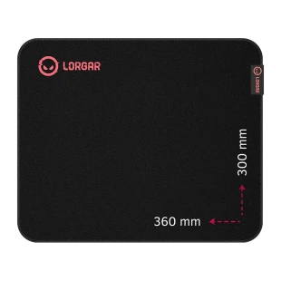 Lorgar Main 323, Gaming mouse pad, Precise control surface, Red anti-slip rubber base, size: 360mm x 300mm x 3mm, weight 0.21kg