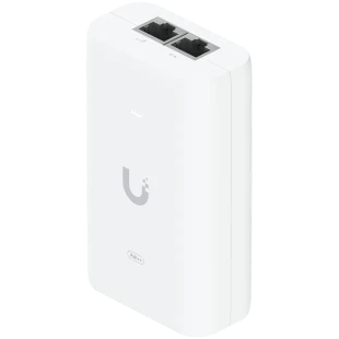 UBIQUITI PoE++ Adapter; Delivers up to 60W of PoE++; Surge, peak pulse, and overcurrent protection; Contains RJ45 data input, AC cable with earth ground, and PoE++ output; LED indicator for status monitoring.