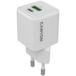 CANYON charger CU20AC GaN 20W 1xPD 1xQC EU White