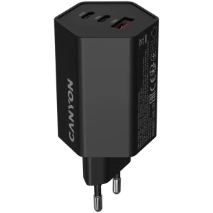 CANYON charger HEXAGON 65 GaN 65W 2xPD 1xQC EU Black