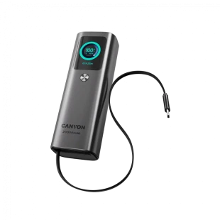 CANYON Built-in cable power bank OnPower 265 20000mAh 165W   Aluminium Dark grey