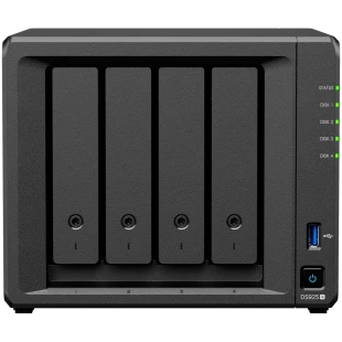 Synology DiskStation DS925+ Tower, 4-Bays 3.5'' SATA HDD/SSD, 2 x M.2 2280 NVMe SSD slot, CPU AMD Ryzen V1500B 4-core 2.2 GHz, 4 GB DDR4 ECC SODIMM, 2x RJ-45 2.5 GbE LAN Port; 2x USB 3.2; 1 xUSB Type-C expansion port; 2.26 kg; 3yr warranty