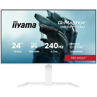 24" WHITE Fast IPS Gaming, G-Master Red Eagle, G-SYNC Compatible, 1920x1080 at 240Hz, 350cd/m2, 2x HDMI, DisplayPort, 0.4ms MPRT, Speakers, USB hub 1x3.2 1x USB-C, Black Tuner, 15cm height adjustable stand