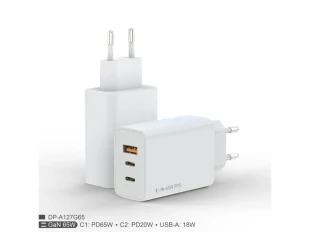 Zidni punjac FULMOVA GAN PD/65W/bela sa USB-C kablom
