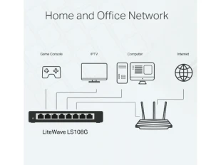 Switch TP-LINK LS108G LiteWave Gigabit 8xRJ-45/10/100/1000Mbps/metalno kucište