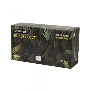 Nitril Rukavice NITRIL bez pudera Sinomedic S 1/100 crne