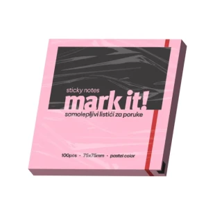 Mark IT Samolepljivi listići Mark 100lis, 75x75mm roze