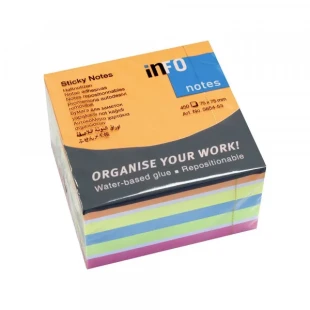 Info notes Kocka samolepljivi listići INFO NOTES 450 lis, 75x75 brilliant mix 5654-53