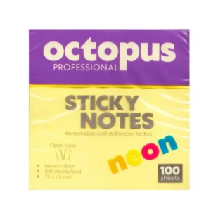 Samolepljivi blokčići 75x75 Octopus neon žuti UNL-2042 100lista