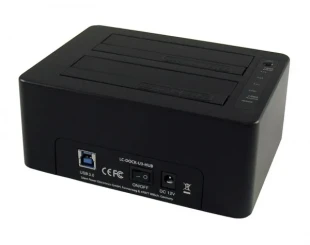 LC Power HDD D. Station dual bay LC-DOCK-U3-HUB 2xSSD/HDD, Black ,3x USB3.0 HUB