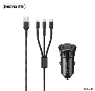 Auto punjac Remax RCC236 2 x USB+ kabl 3u1 lightning/USB-C/USB micro 2.4A