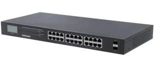 INTELLINET INT 561242 Network PoE Switch, 24-Port, 370W PoE Budget, 2 SFP Ports, Gigabit