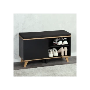 KESPER KSP15943 CIPELARNIK  SA JASTUKOM ZA SEDENJE CRNI 77 x 48 x 30 CM