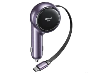 WEKOME WP-C50 Punjač za Auto sa flat Kablom na uvlčenje 3.1 tip C 60W, ljubicasti 