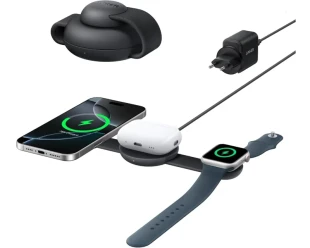 ANKER MagGo Bežični 3u1 sklopivi punjač, crni