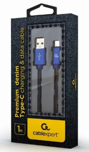 GEMBIRD CC-USB2J-AMCM-1M-BL Gembird Premium jeans (denim) Type-C USB cable with metal connectors, 1m, blue