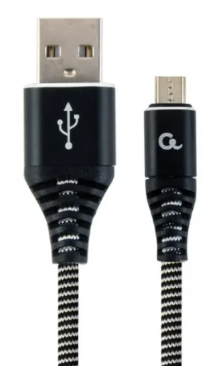 GEMBIRD CC-USB2B-AMmBM-1M-BW Gembird Premium cotton braided Micro-USB charging - data cable,1m, black/white