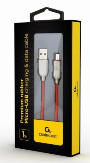 GEMBIRD CC-USB2R-AMmBM-1M-R Gembird Premium rubber Micro-USB charging and data cable, 1m, red