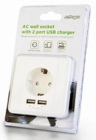 GEMBIRD EG-ACU2A2-01 Gembird AC Suko za utikac 2 porta USB punjac, 2.4A