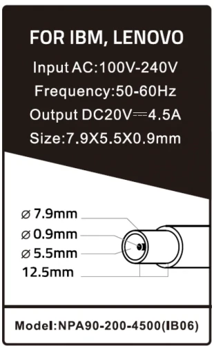 GEMBIRD NPA90-200-4500 (IB06) ** Gembird punjac za laptop 90W-20V-4.5A, 7.9x5.5mm yellow PIN (858)