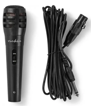 NEDIS MPWD15BK Karaoke mikrofon, 6.35mm -75 dB+/-3dB Sensitivity, 80 Hz-12 kHz, 5.0m
