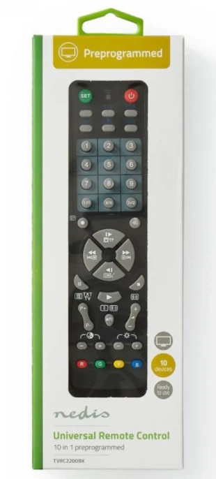 NEDIS TVRC2200BK Univerzalni daljinski upravljac, kontrolise 10 uredjaja za 250brendova TV-a (alt TVRC2100