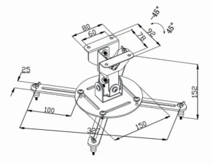 NEDIS PJCM100BK univerzalni plafonski nosac za projektor, rotirajuci + tilt 90°