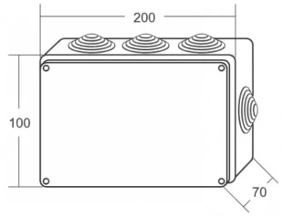 MIT.EL Razvodna kutija ME-KII200x100x70mm (8 uvodnica) IP65