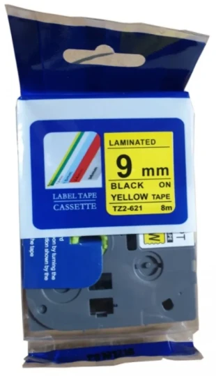 Traka TZ2-621  9mm Crno zuta traka, 8m (e110vp i h108p)