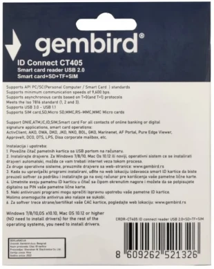GEMBIRD CRDR-CT405 ** Smart card reader USB2.0 Citac licne karte, sobracajne bank. +SD+TF+SIM reader (959)