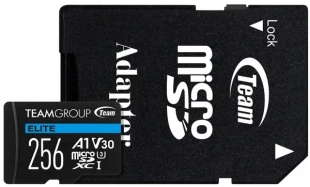 TEAM GROUP TeamGroup MICRO SDXC 256GB ELITE, UHS-I U3 V30 A1, 100/50MB/s +SD Adapter TEAUSDX256GIV30A103