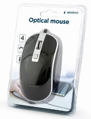 GEMBIRD MUS-4B-06-BS Gembird Opticki mis 800-1200Dpi 4-button 99mm black/silver USB
