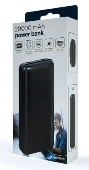 GEMBIRD PB20-02 Gembird Power bank 20000mAh 2xUSB, LED