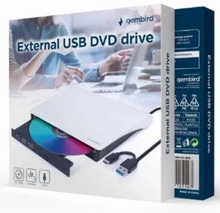 GEMBIRD DVD-USB-03-BW Gembird eksterni USB CD/DVD drive Citac-rezac, USB + USB-C, black-white