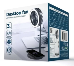 GEMBIRD TA-WPC10-LEDFAN-01 Gembird Desktop ventilator sa lampom i bezicim punjacem
