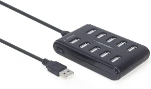 UHB-U2P10P-01 Gembird 10-port USB 2.0 HUB, black A