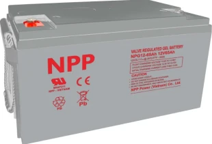 NPP NPG12V-65Ah, GEL BATTERY, C20=65AH, T14, 350*168*179*179, 18,3KG, Light grey
