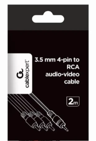 CCA-4P2R-2M Gembird Jack AV 3.5mm 4-pin, cable Jack AV 3.5mm male - 3x RCA male 2m black