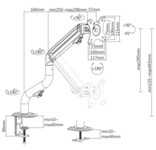 GEMBIRD MA-DA1-02 Gembird Podesivi stoni drzac za monitor,tilt, 17-32 max.8kg (alt.MA-DA1-05) FO