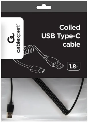 GEMBIRD CC-USB2C-AMCM-6 Gembird Spiralni USB 2.0 AM na USB-C kabl, 1.8 m, black