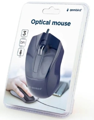 GEMBIRD MUS-3B-01 Gembird Opticki mis 1000Dpi 3-button black 116mm USB
