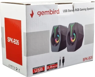 GEMBIRD SPK-B26 * Gembird Stereo zvucnici black LED, 2.0 inch, 6W RMS (2x3W) USB pwr, volume control, 3,5mm