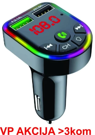 BTT-09 ** Gembird 3-in-1 Bluetooth carkit with FM-radio transmitter and USB 3.1 A charger, blk (490)
