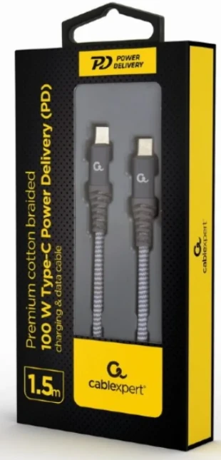 GEMBIRD CC-USB2B-CMCM100-1.5M Gembird 100W Type-C Power Delivery (PD) premium charging & data cable, 1.5m