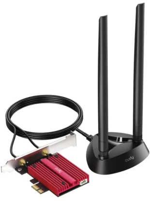 CUDY Cudy WE4000 AX5400 Wi-Fi 6/6E Bluetooth 5.2 PCIe Adapter, Tri-Band 2,4G/5G/6G, 2x5dBi Antenna