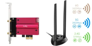 CUDY Cudy WE4000 AX5400 Wi-Fi 6/6E Bluetooth 5.2 PCIe Adapter, Tri-Band 2,4G/5G/6G, 2x5dBi Antenna