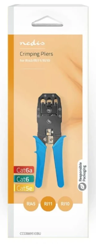 NEDIS CCGB89510BU Klesta za krimpovanje CAT5, CAT5e, CAT6, CAT6a, RJ10, RJ11, RJ45, Secenje + skidanje