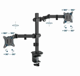 GEMBIRD MA-D2-03 Gembird Podesivi dupli stoni drzac za monitor, tilt, 17-32 max.2x9kg
