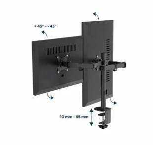 GEMBIRD MA-D2-03 * Gembird Podesivi dupli stoni drzac za monitor, tilt, 17-32 max.2x9kg (1849)